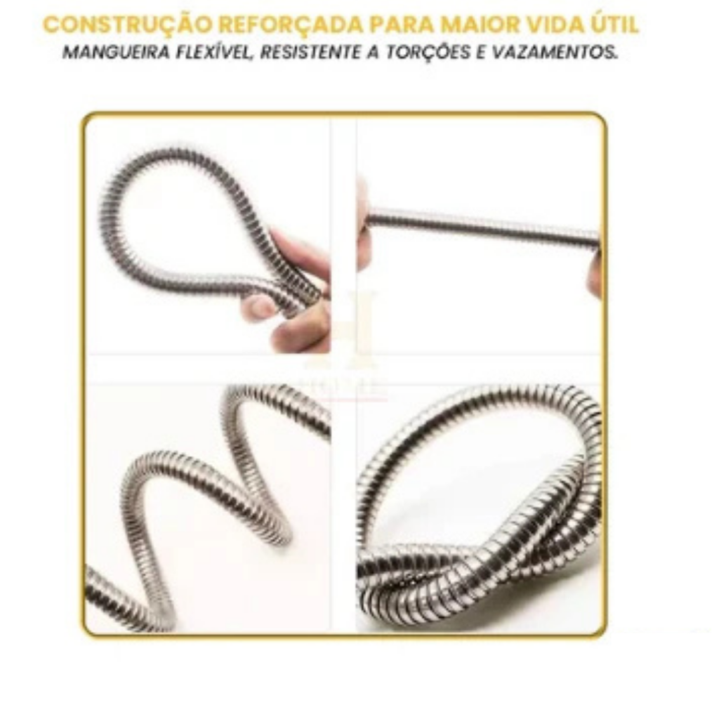WaterInox™ – Mangueira Expansível em Aço Inox Ultra Resistente com Alta Pressão de 15 Metros