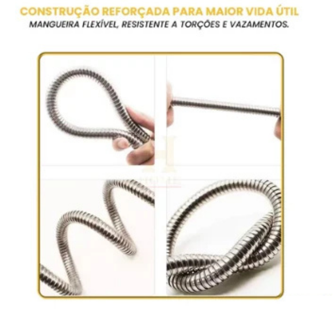 WaterInox™ – Mangueira Expansível em Aço Inox Ultra Resistente com Alta Pressão de 15 Metros