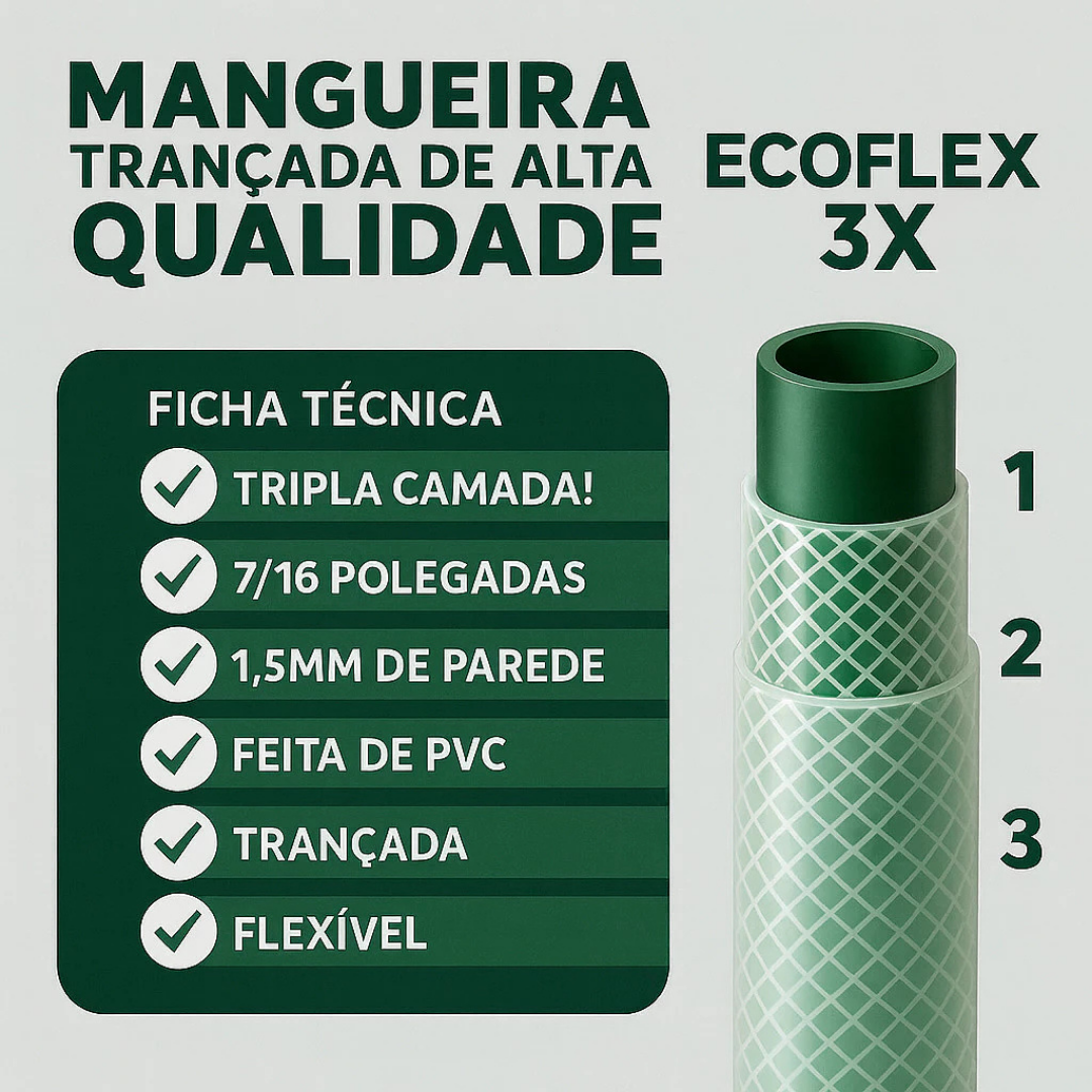 Mangueira De Jardim Trançada Reforçada Completa Limpeza Quintal