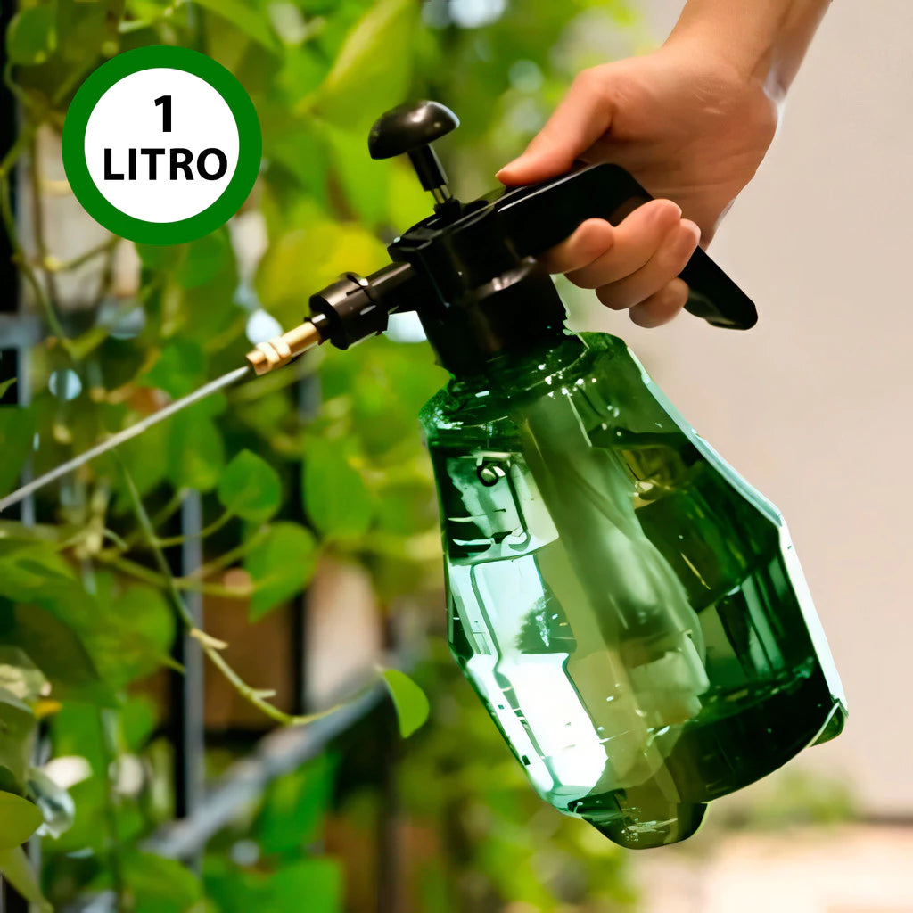 Pulverizador Manual Com Pressão 1 Litro Limpeza Jardim Lava Carro Moto